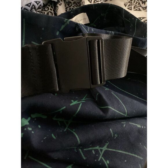 Grey Lab Printed Cropped Trouser Pants Belt Size Large High Rise Blue Green $125 - Picture 5 of 7